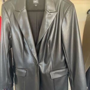 INC International Concepts Women's Black Faux Leather Blazer